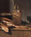 still life with fish and a cat